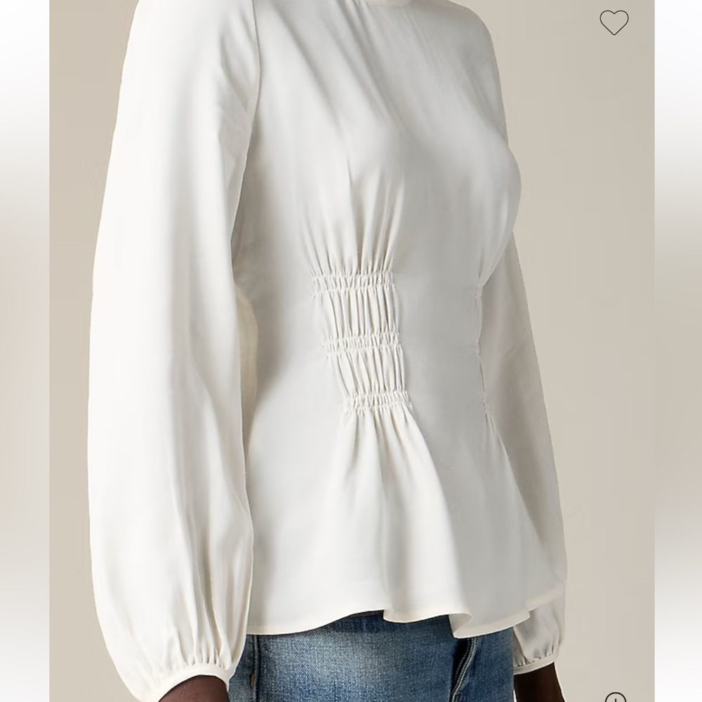 J Crew Shirred waist top in viscose crepe Ivory 2
